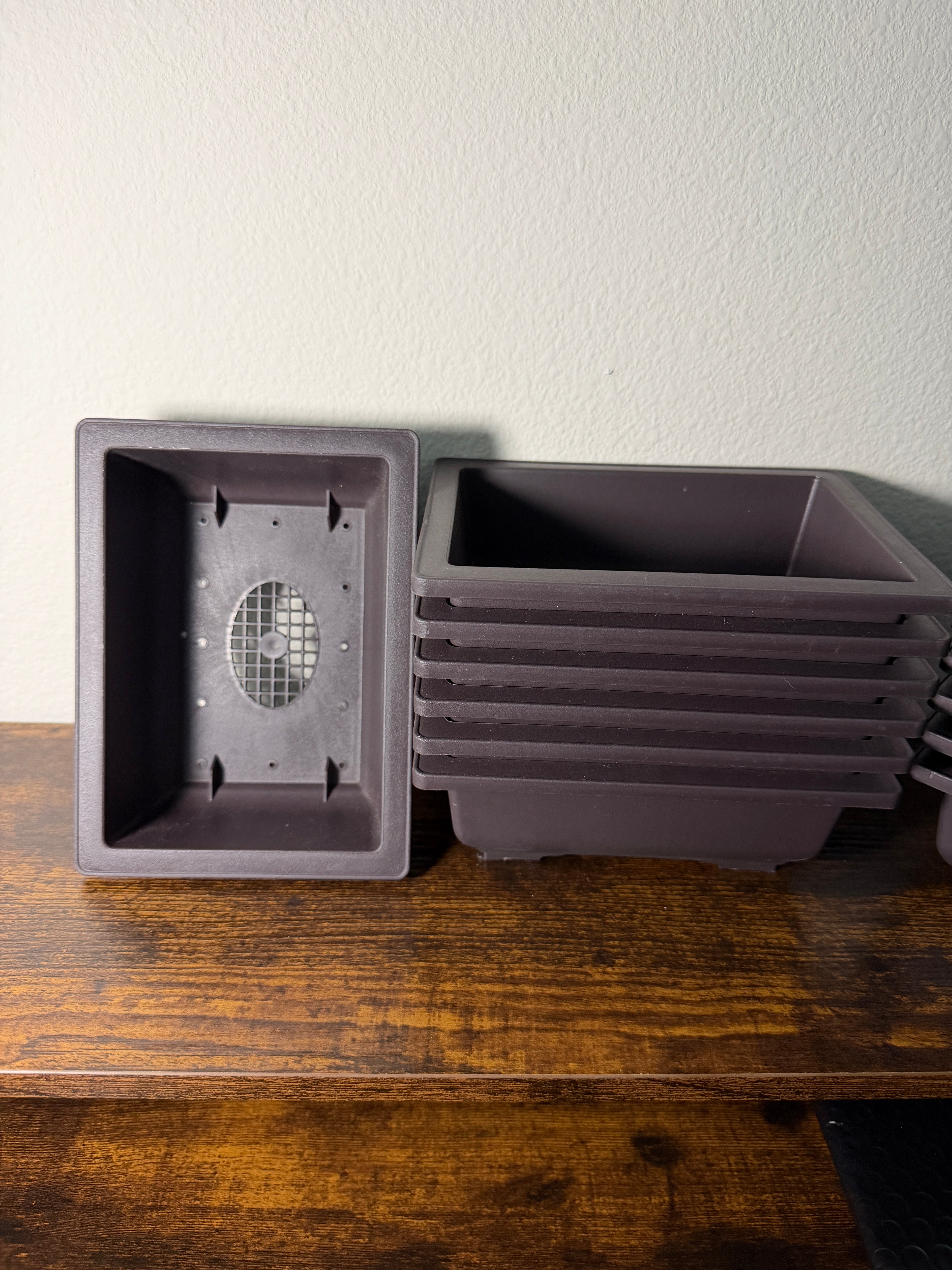 Rectangular Bonsai Training Pot with Drainage Tray – 4.5" x 6.5" x 2.5"