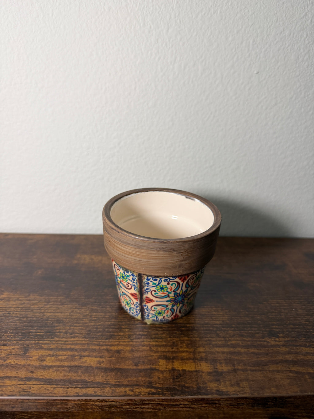 Decorative Ceramic Succulent Pot – 3" x 3" | Colorful Floral Design