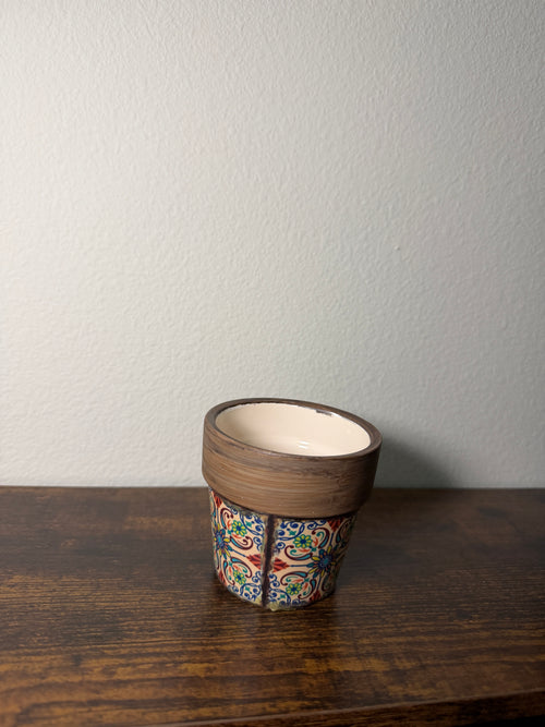 Decorative Ceramic Succulent Pot – 3" x 3" | Colorful Floral Design